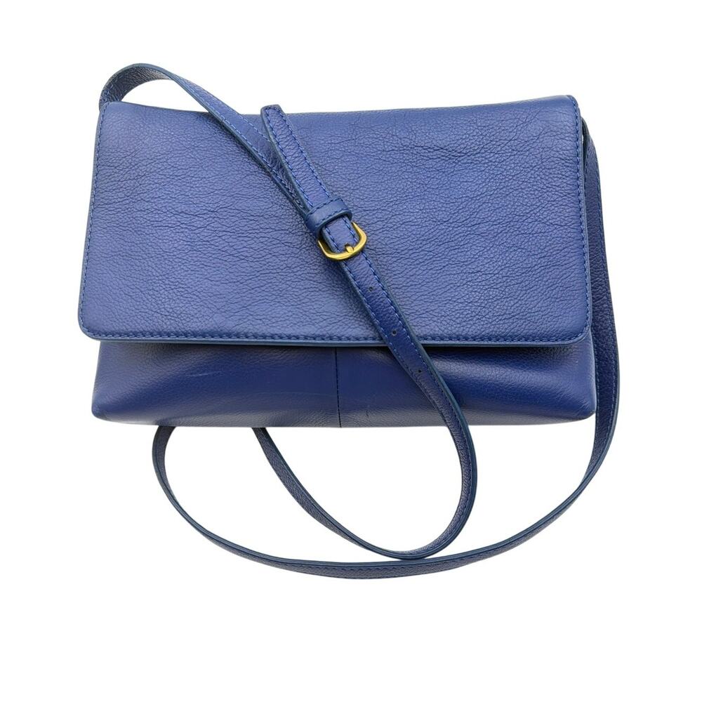 J.Crew Cobalt Blue Leather Convertible Crossbody Clutch Bag Quiet Luxury KY Duke